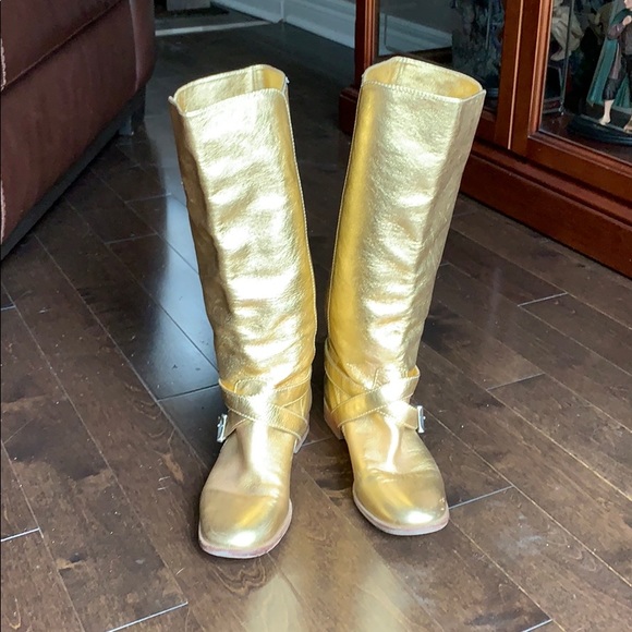 Marc by Marc Jacobs Gold leather Moto Boots - Picture 2 of 7